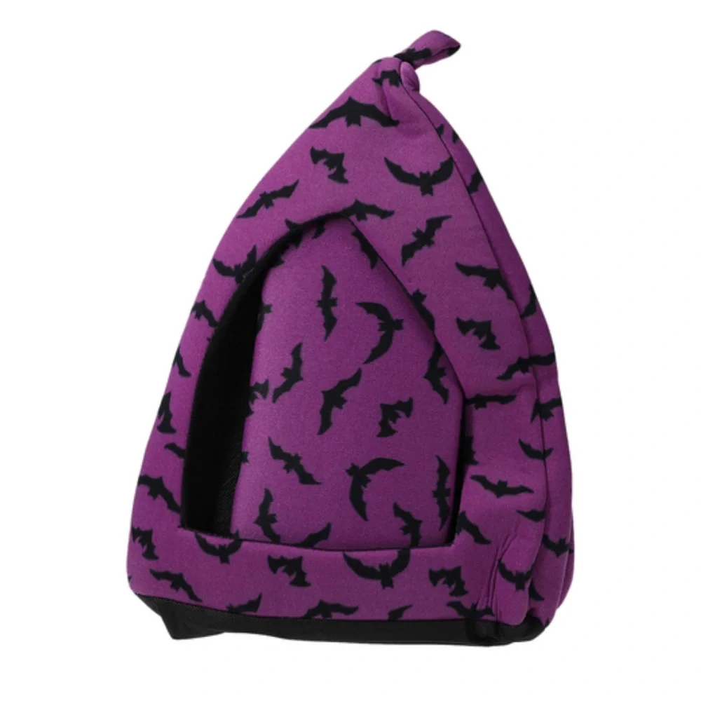 NWT Purple & Black Bat Halloween Goth Cat Small Dog Pet Hut Bed 15”